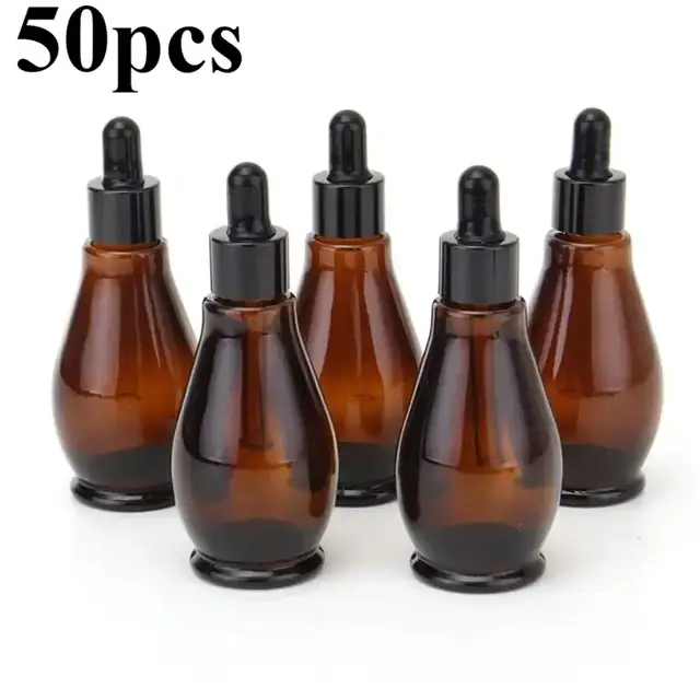 Amber glass dropper bottles