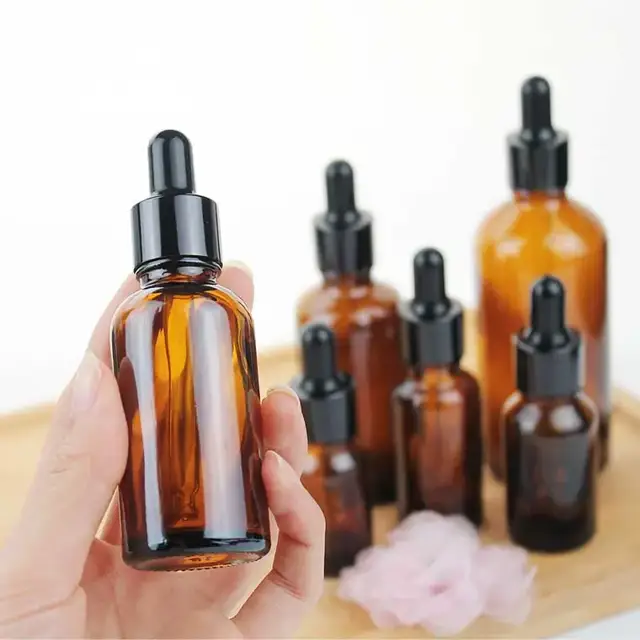 Amber Glass Dropper Bottles view 2