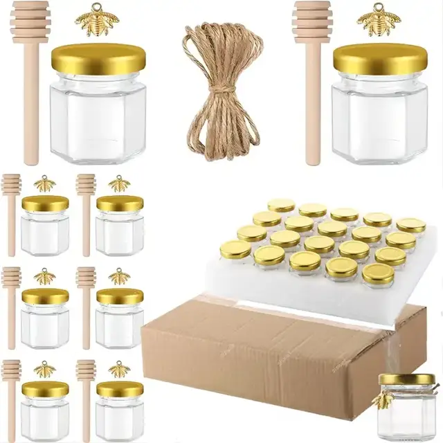 Hexagonal Glass Cosmetic Jars